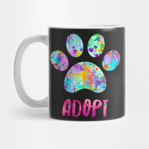 Adopt A Dog Design Watercolor Paw Print by joannejgg